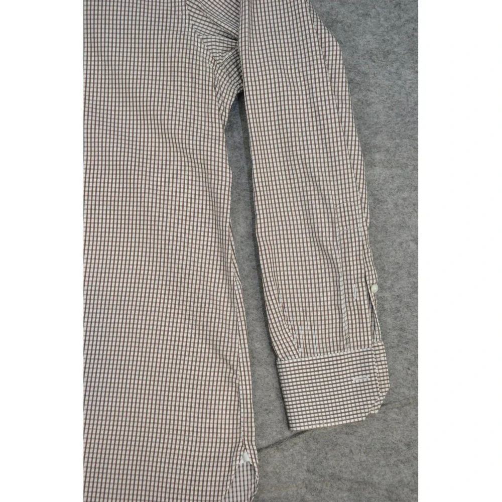 Ermenegildo Zegna‎ Shirt Mens 16 41 Brown Check Long Sleeve Button Front